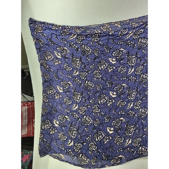 NEW Banana Republic Factory Women OS Long Rectangle Scarf Navy Floral Fringe - Picture 6 of 9